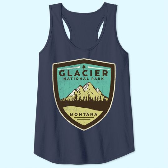 Retro Glacier National Park Montana Mountains Vintage Badge Tank Top
