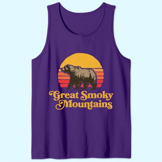Retro Great Smoky Mountains National Park Bear 80s Graphic Tank Top