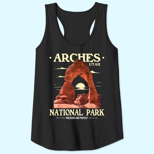 Arches National Park - Retro Hiking & Camping Lover Tank Top