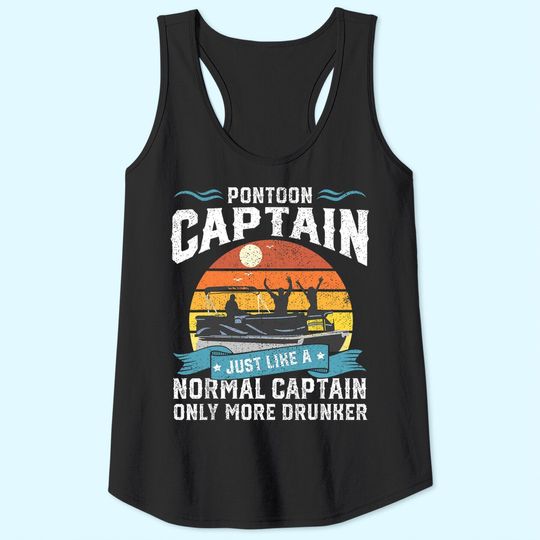 Funny Pontoon Captain Boat Lake Boating Beer Gift For Dad Tank Top