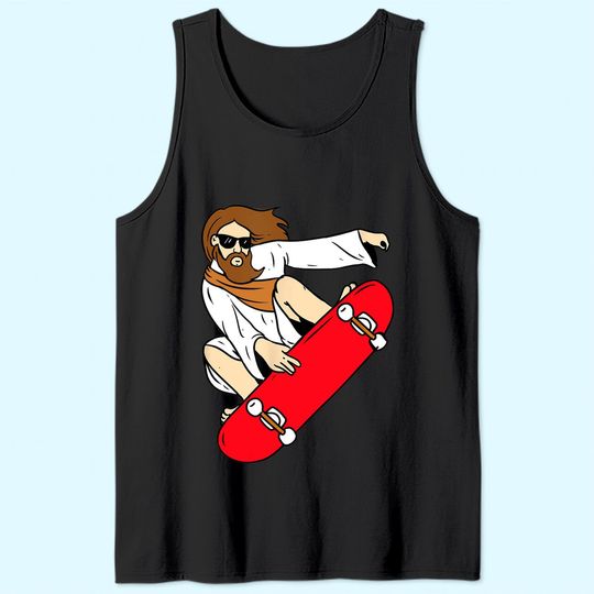 Jesus Riding Skateboard Tank Top