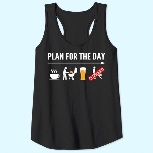Funny BBQ Tank Top For Men Coffee, Grilling, Beer Adult Humor Tank Top