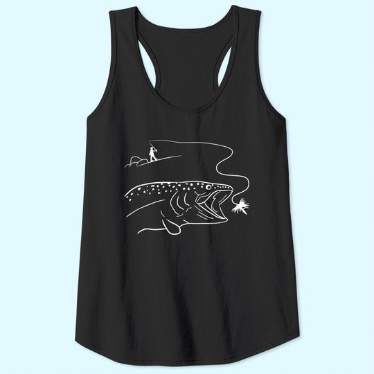 Fly Fishinger Catches Big Trout for Mountain Lover Tank Top