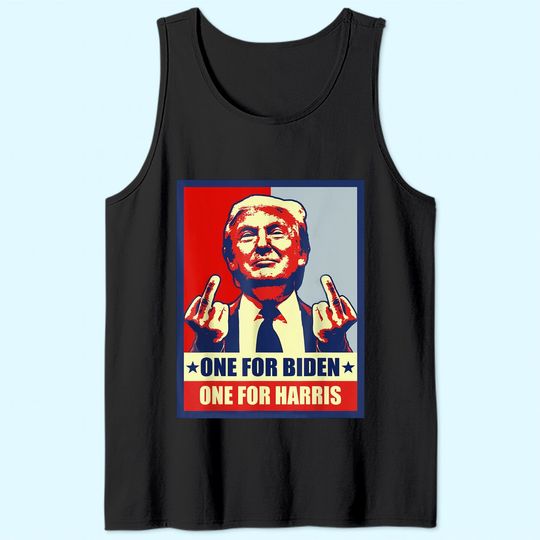 Trump Middle Finger Biden Harris Republican American Flag Tank Top