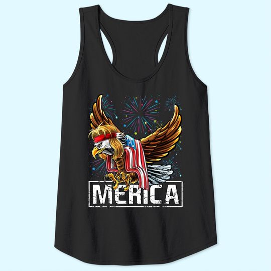 Merica Bald Eagle Mullet 4th of July American Flag Patriotic Tank Top