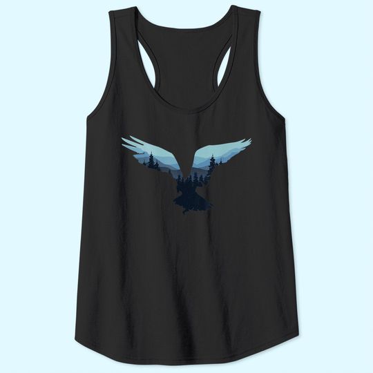 Beautiful Flying Eagle Night Sky Forest Bird Silhouette Tank Top