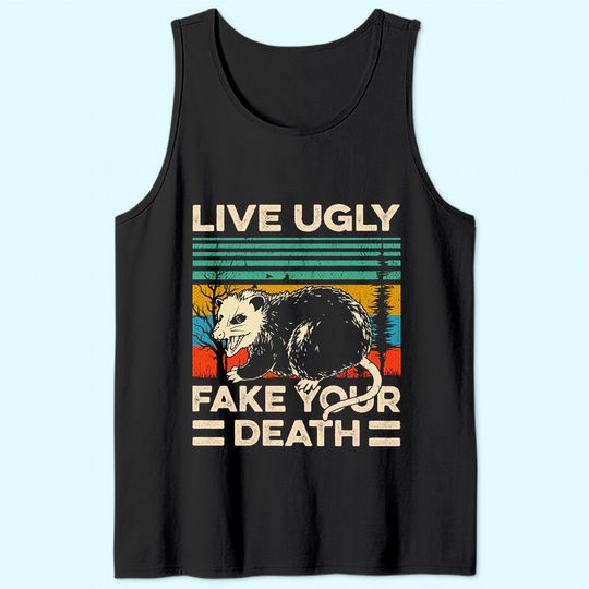 Live Ugly Fake Your Death Retro Vintage Opossum Premium Tank Top