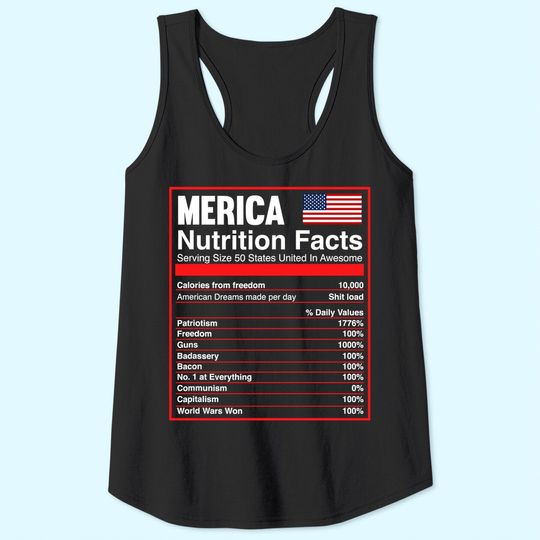 Patriotic Merica Nutrition Facts America Flag Tank Top