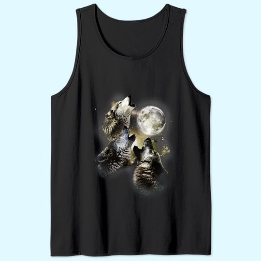 Howling At The Moon Wolves Animal Tank Top