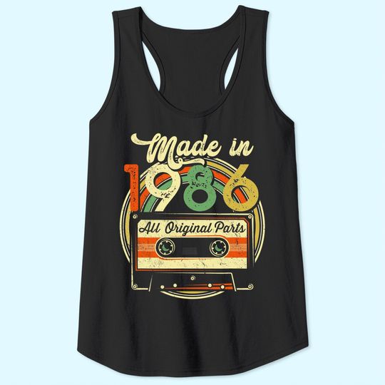 Made in 1986 35th Birthday Gifts Cassette Tape Vintage Tank Top