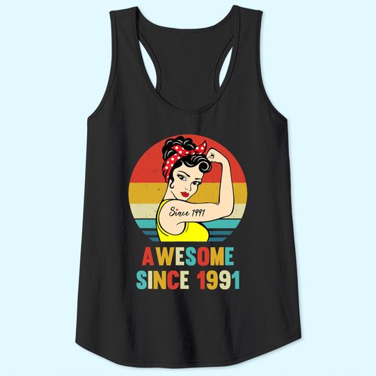 Vintage 30th Birthday 1991 Women Gift for 30 Year Old Woman Tank Top