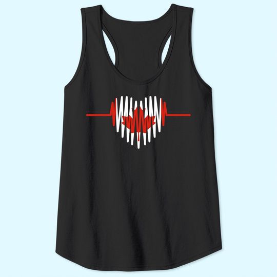 Happy Canada Day Tank Top Canadian Heart Beat Rate Nurse Tank Top