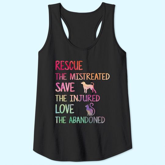 RESCUE SAVE LOVE PET Animal Shelter Volunteer Gifts Sleeve Tank Top
