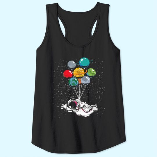 Space Travel Astronaut Kids Planets Balloons Space Science Tank Top