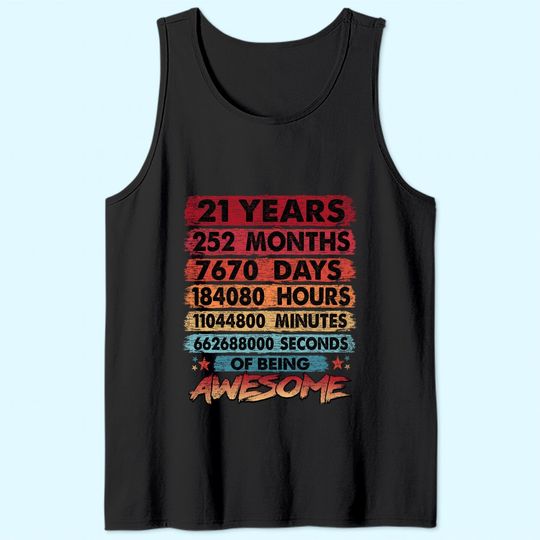 21 Years Old Retro 252 Months Birthday Tank Top