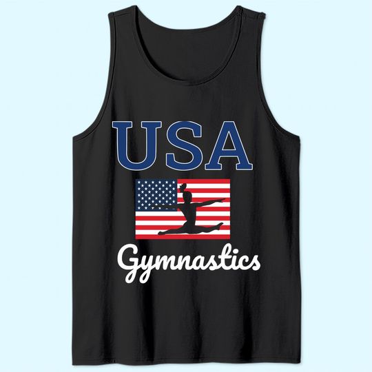 Girl Tumbling Team Gear Gymnastics USA American Flag Tank Top