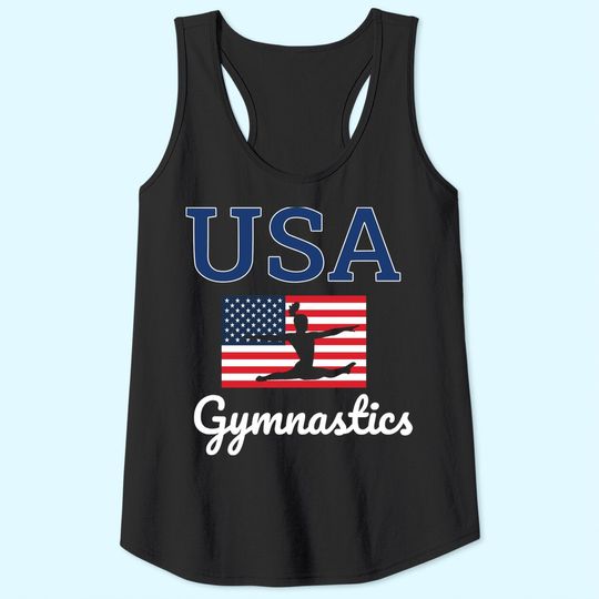 Girl Tumbling Team Gear Gymnastics USA American Flag Tank Top