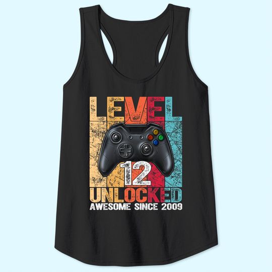 Level 12 Unlocked Awesome Since 2009 12th Birthday Gaming Tank Top