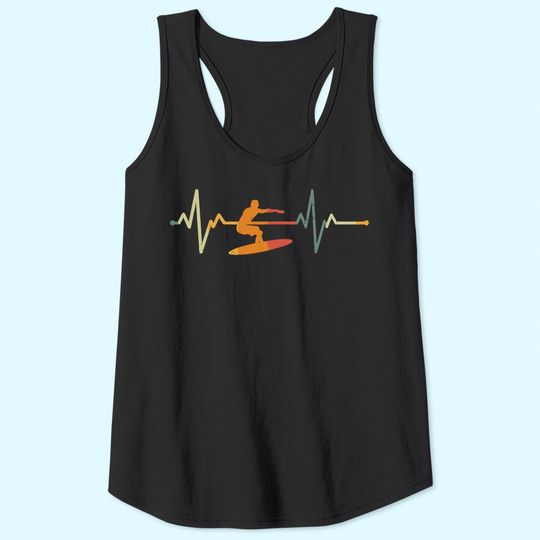Surf Surfer Gift Heartbeat Waves Surfing Tank Top