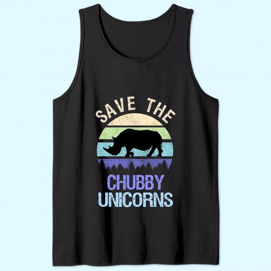 Vintage Sunset Save The Chubby Unicorns Fat Rhino Tank Top