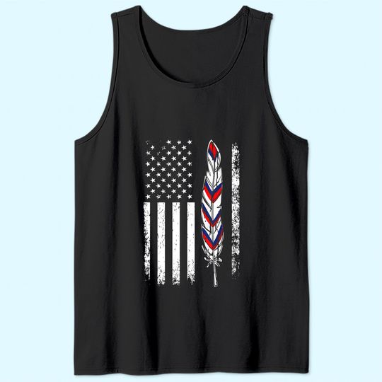 American Flag Native Tribe Feather Pride Tank Top