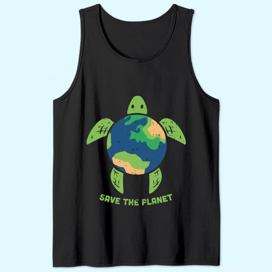 Save The Planet Earth Day Environment Turtle Recycle Ocean Tank Top