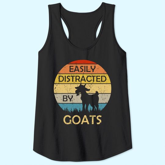 Easily Distracted By Goats Retro Vintage Funny Goat Lover Tank Top