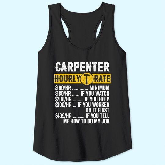 Vintage Carpenter Apparel Woodworking Hourly Rate Tank Top