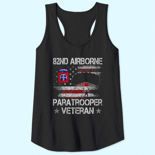 Airborne Paratrooper Veteran Flag TTank Top, Veterans Day Tank Top