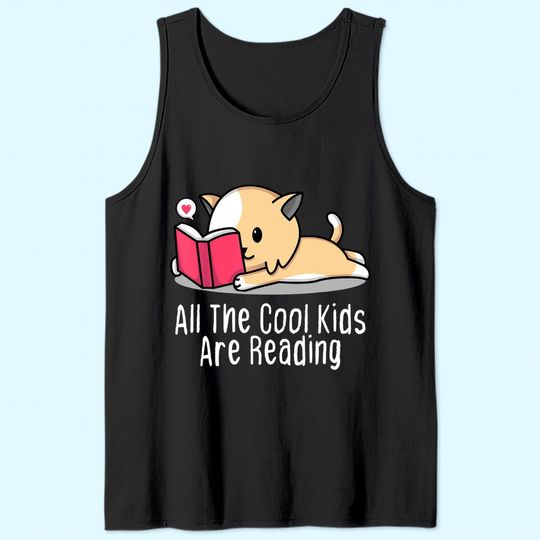 All the Kids are Reading Tee Book Cat Lovers Tank Top