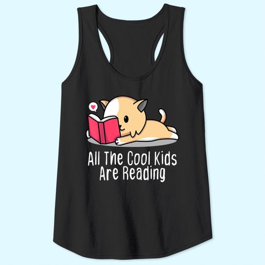 All the Kids are Reading Tee Book Cat Lovers Tank Top