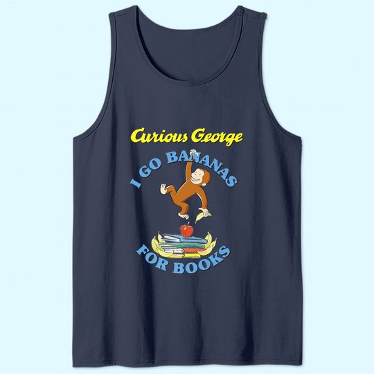 Curious George I Go Bananas For Books Book Stack Tank Top