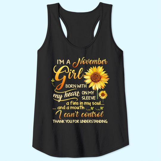 November Sunflower Girl Queen Born In November Gifts Woman Tank Top