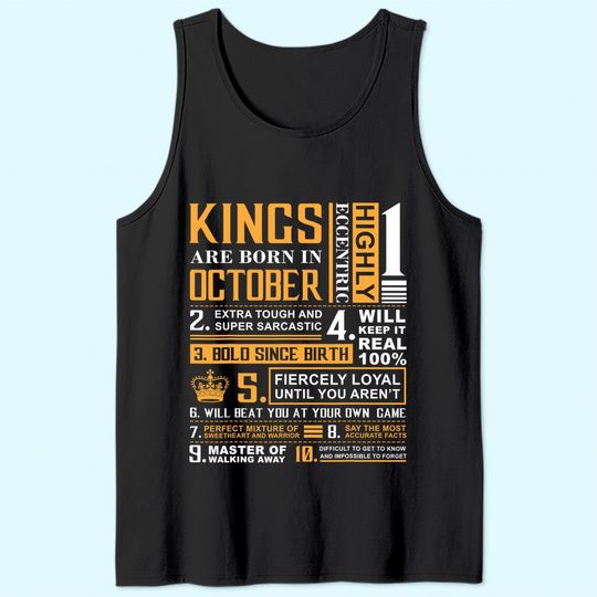 Kings are Born In October | King October Man Tank Top