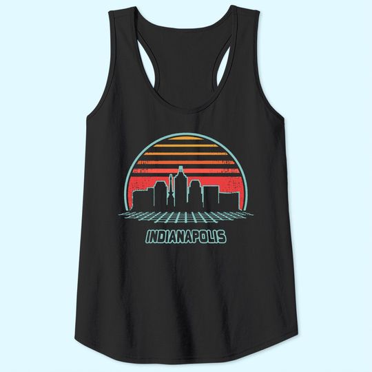 Indianapolis City Skyline Retro 80s Style Souvenir Gift Tank Top