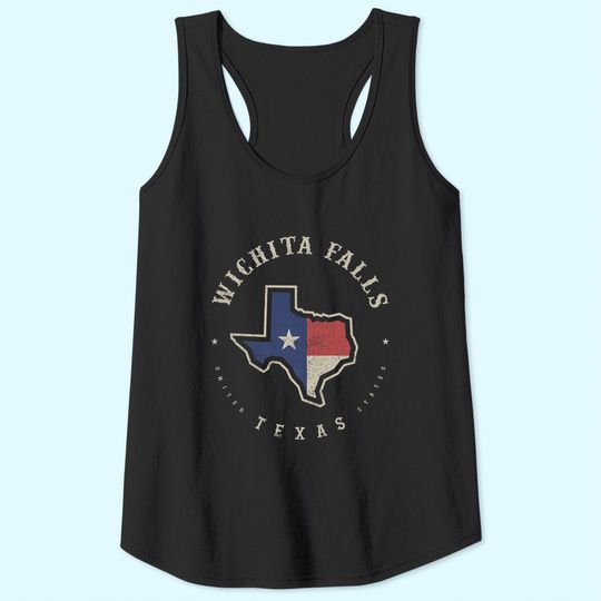 Vintage Wichita Falls Texas State Flag Map Tank Top
