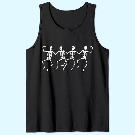 Spooky Dancing Skeletons Classic White Halloween Tank Top