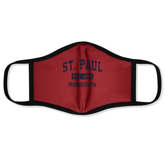 St. Paul Minnesota Mn Vintage Sports Design Navy Print Face Mask