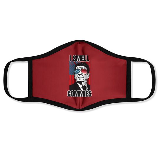 Ronald Reagan I Smell Commies Retro Vintage Political Humor Face Mask