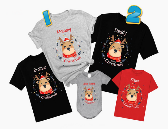 Merry Christmas Deer Matching Family Custom T-Shirt