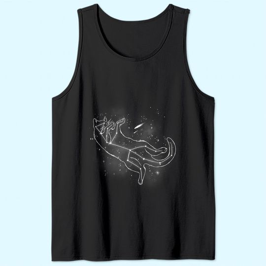 Funny Cat Cats Playing Moon Space Shooting Star Tank Top