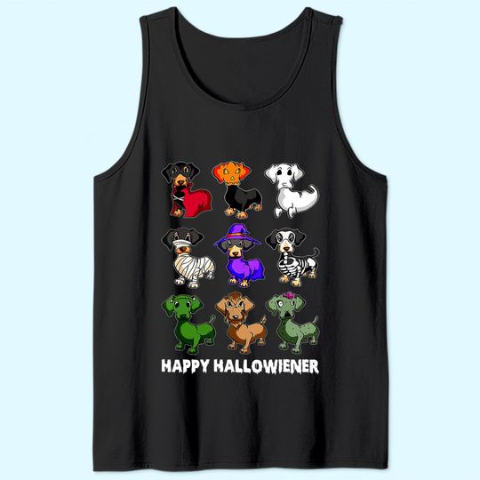 Dachshund Happy Halloweiner Funny Halloween Dogs Lover Tank Top