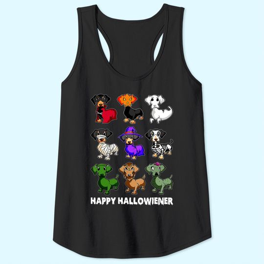 Dachshund Happy Halloweiner Funny Halloween Dogs Lover Tank Top
