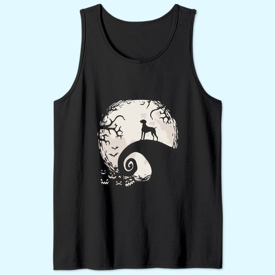 Vizsla Dog and Moon Howl In Forest Dog Halloween Party Tank Top