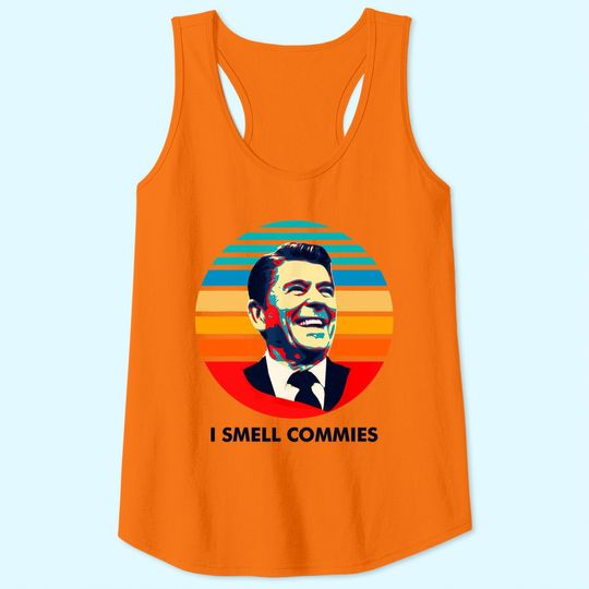 Vintage Retro Reagan President I smell commies apparel Tank Top