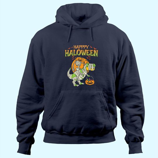 Trick Rawr Treat Kids Pumpkin Skeleton On Trex Funny Halloween Dinosaur Hoodie