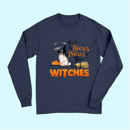 Hocus Pocus Time Wiches Cat Classic Long Sleeves