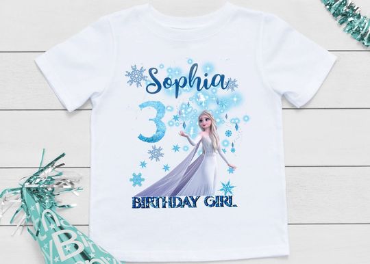 Personalized Frozen Elsa Birthday Girl T Shirt