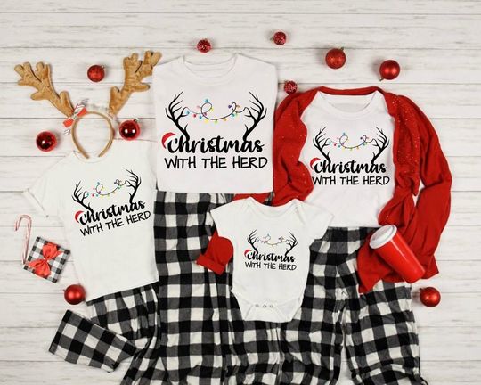 Christmas With The Herd Family Matching Custom T-Shirt