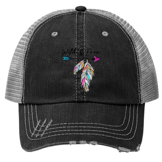 Wild And Free Bohemian Native Arrow Feathers Boho Trucker Hat